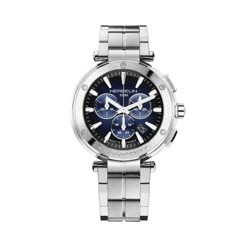 Montre acier, fond bleu - 37688B35 - Herbelin