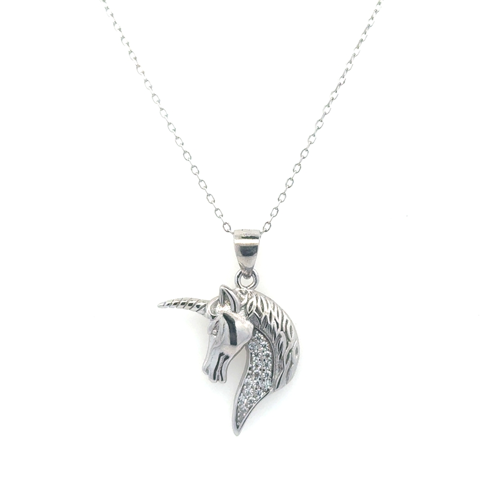Pendentif licorne, argent, zircons incolores Pendentif licorne, argent, zircons incolores
