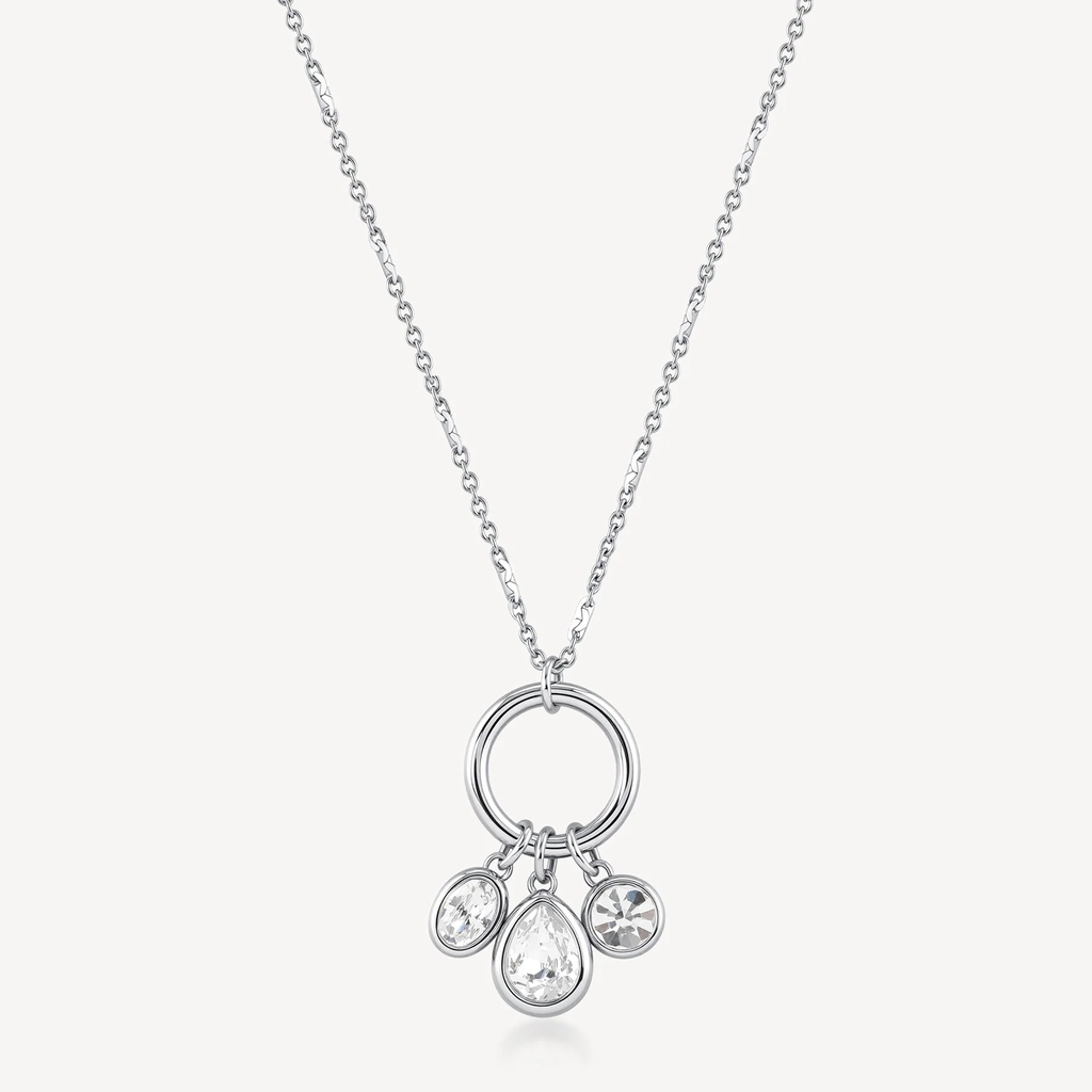 Collier Symphonia, acier inoxydable, zircons incolores