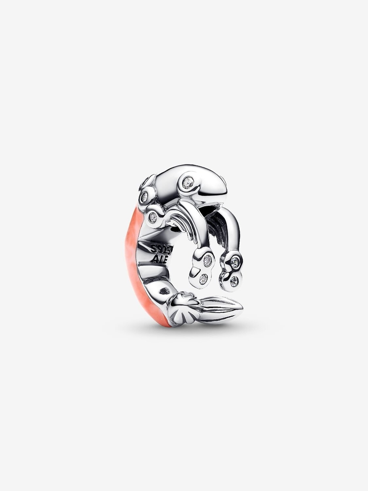 Bille crevette, argent, zircons incolores, émail rose et orange - 793896C01 - Pandora