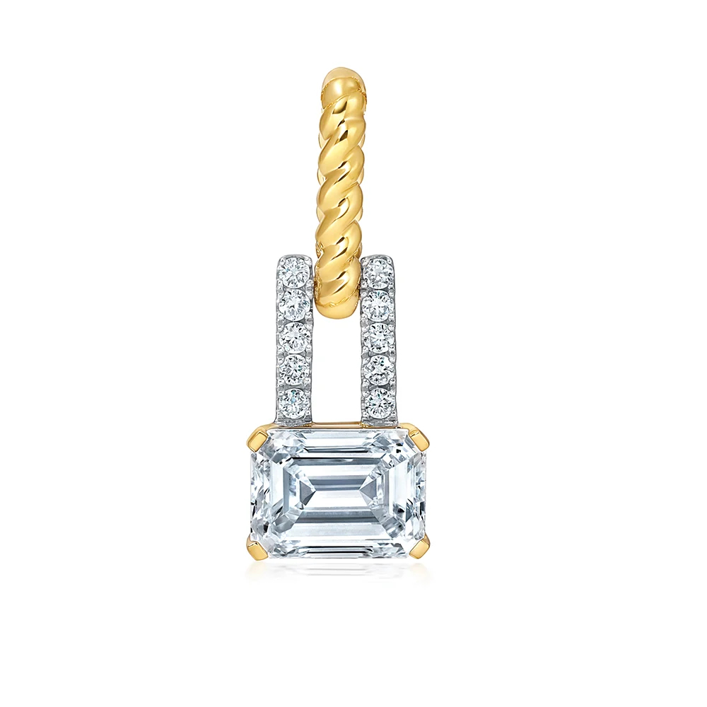 Pendentif or 2 tons (jaune et blanc) 14 carats, 208 points de diamant de laboratoire total