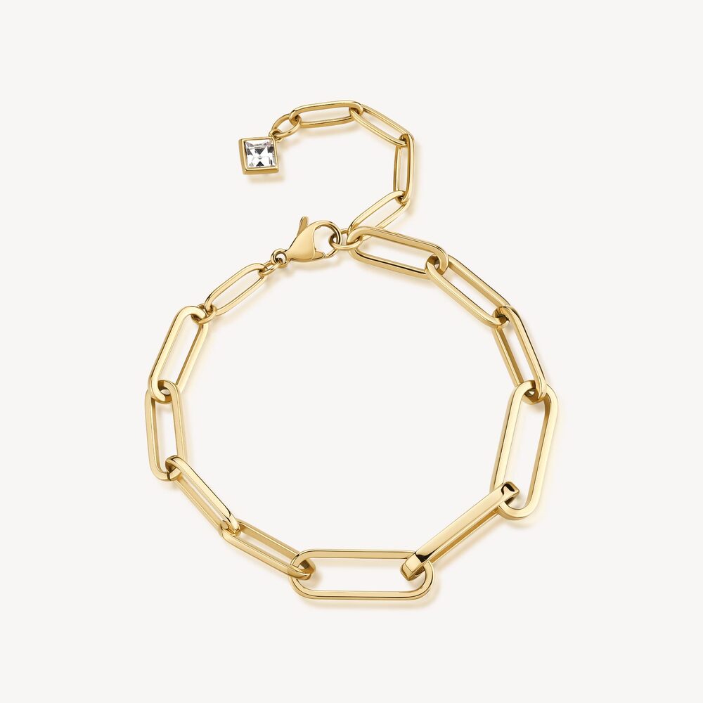Bracelet emphase, acier doré, cristal