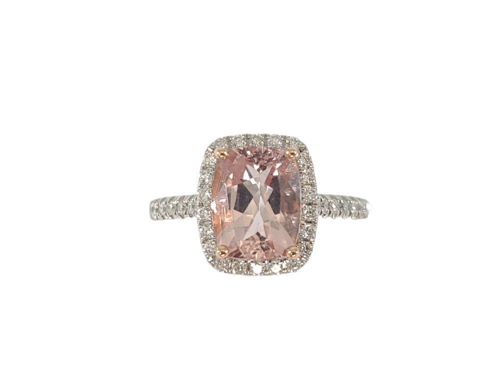 Bague or blanc, morganite 175 pts, 25 pts dia tot - 24240541 - Exclusivités