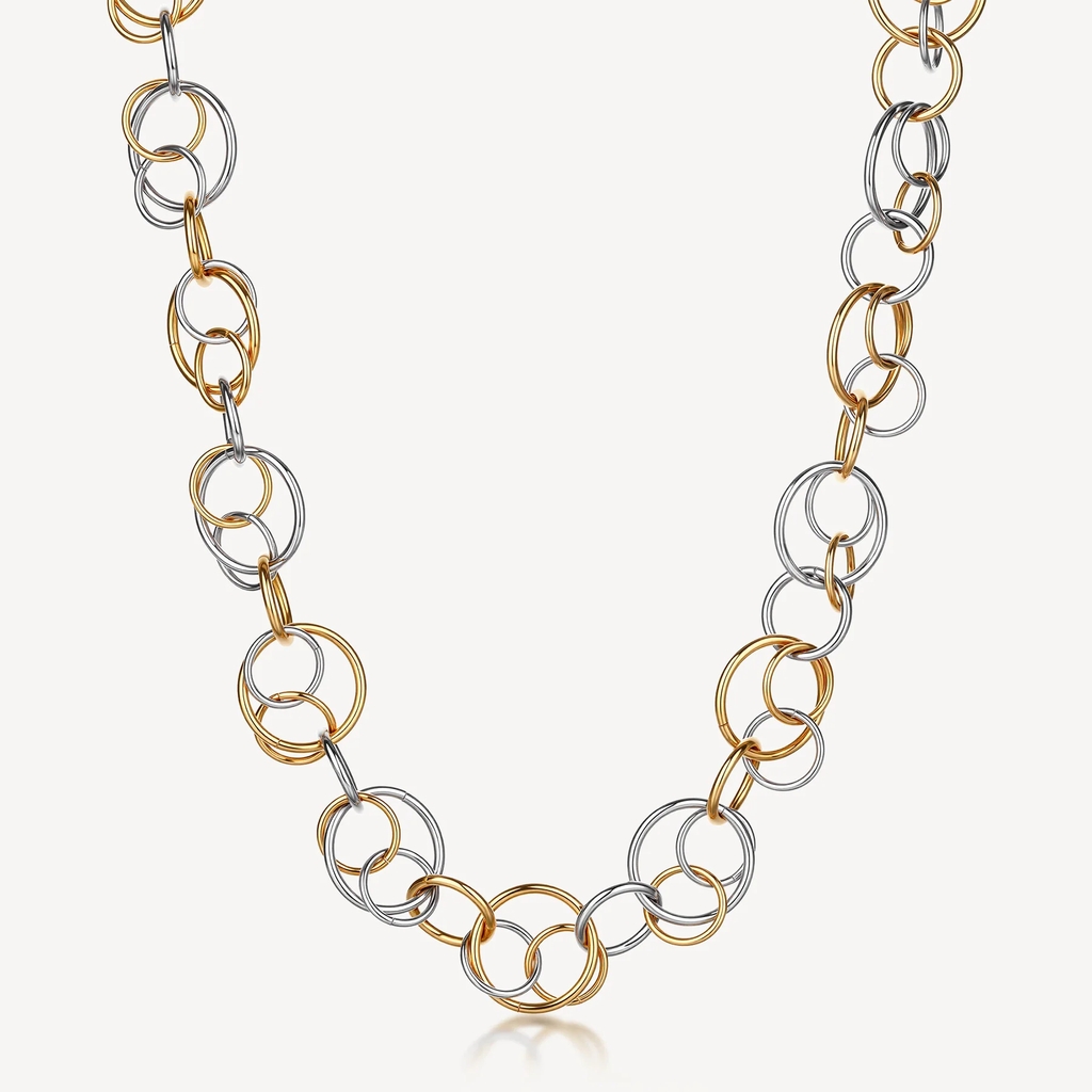 Collier Aura, acier inoxydable 2 tons (blanc et jaune)