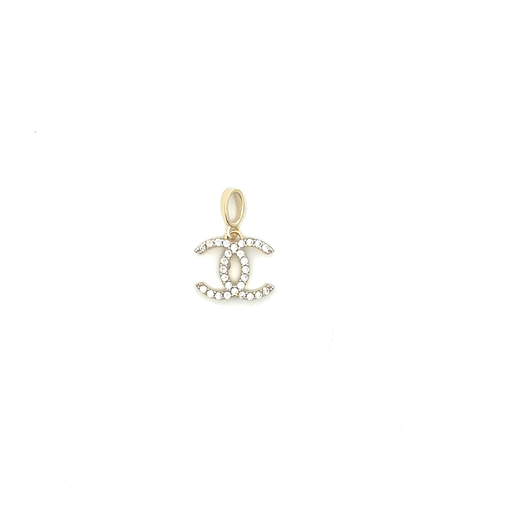 Pendentif de style Coco Chanel, or jaune 10 carats, zircons incolores - PSHR-329-J - Exclusivités