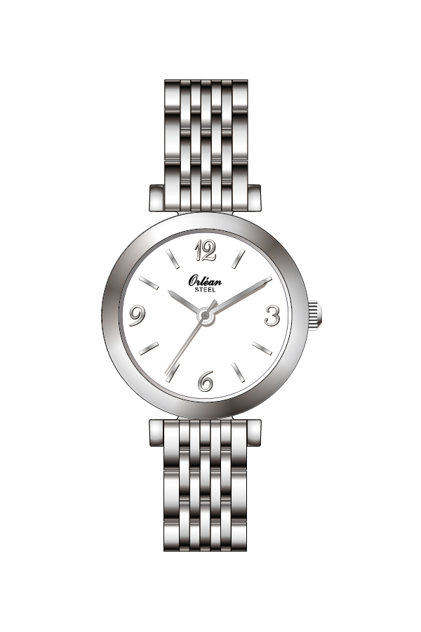 Montre acier inoxydable, fond blanc - ME3609 - Orlean