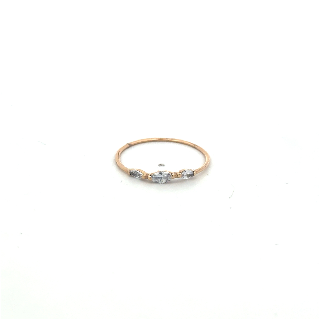 Bague or jaune 10 carats, zircons incolores