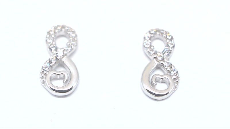 White gold zirconium infinity fixed earrings - EAS-6980-B - Exclusivity