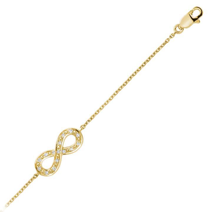 Bracelet symbole de l'infini, or jaune 10 carats, 4 points de diamant total - 04-0410888Y - Rnb