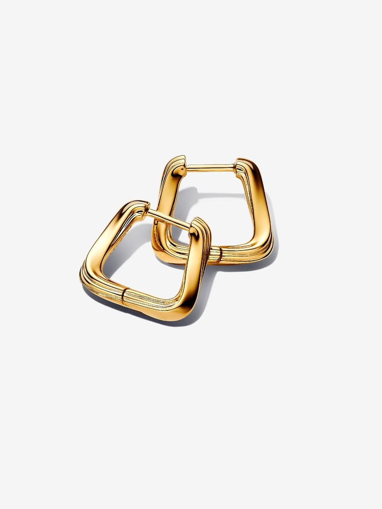 Petits anneaux carrés torsadés, métal unique plaqué d'or 14 carats - 263875C00 - Pandora