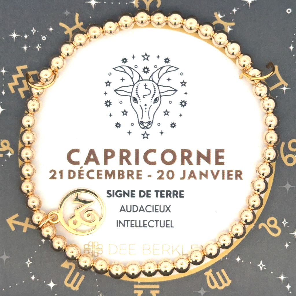 Bracelet zodiaque Capricorne, métal avec finition en or