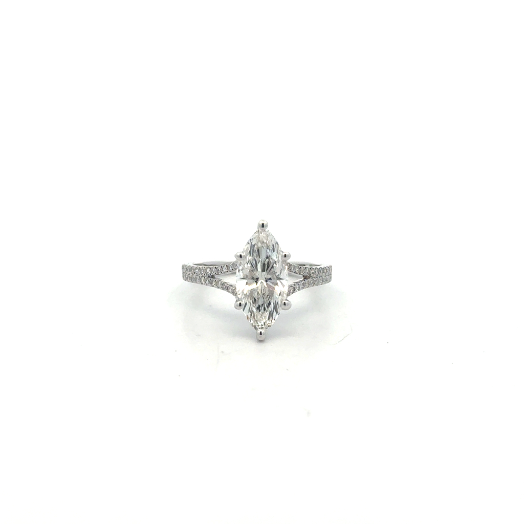 Bague or blanc 10 carats, 225 points de diamant de laboratoire total, VS1/F, certificat
