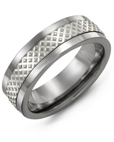 Jonc cobalt, or blanc 10 carats, 7 millimètres - MAP710BW - Madani