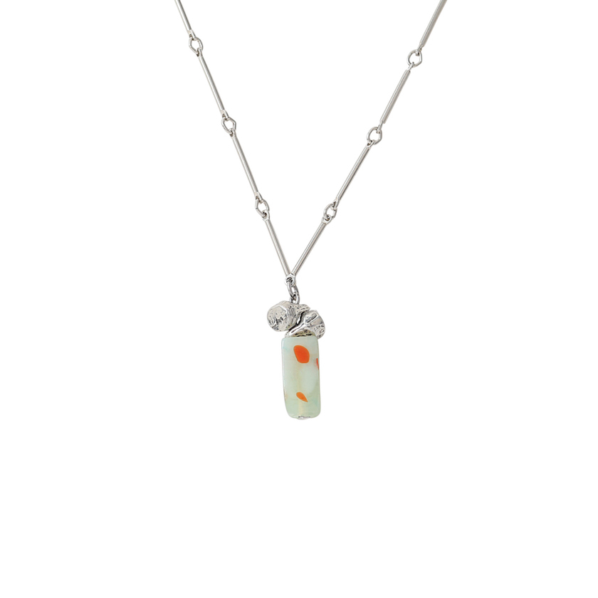 Collier étain, verre - BLANCHE-MOSAIQUE - Anne-marie Chagnon