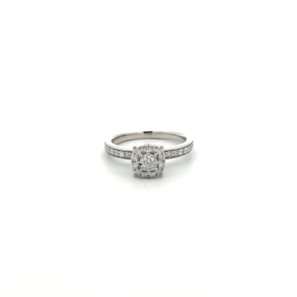 Bague or blanc 10 carats, 50 points de diamant total