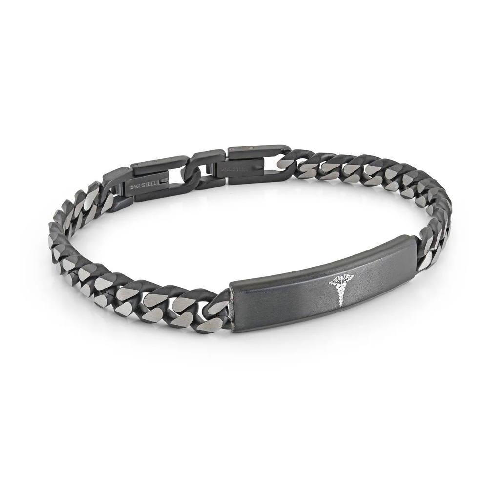Bracelet médical, acier inoxydable 2 tons (noir et blanc)