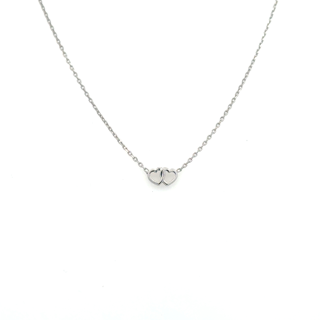 Collier coeurs, or blanc 10 carats Collier coeurs, or blanc 10 carats