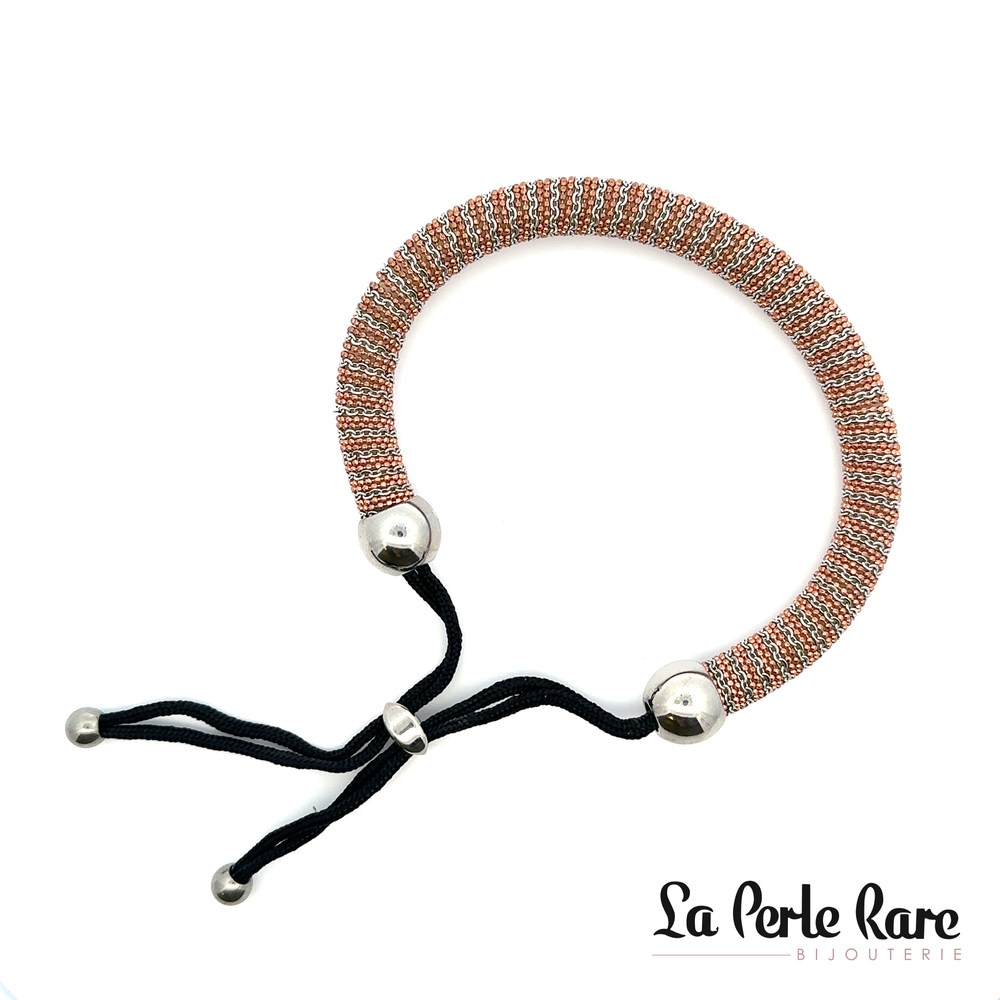 Bracelet rigide, acier 2 tons (blanc/rose) - 170-BG3807-50 - Steelx