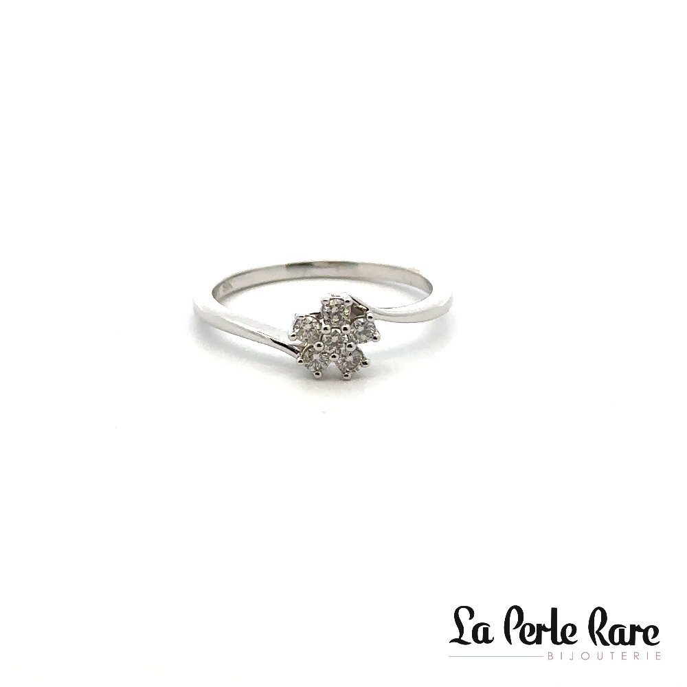 Bague or blanc 10 carats, 20 points de diamants total - SKR40714-20 - Sk Diamonds