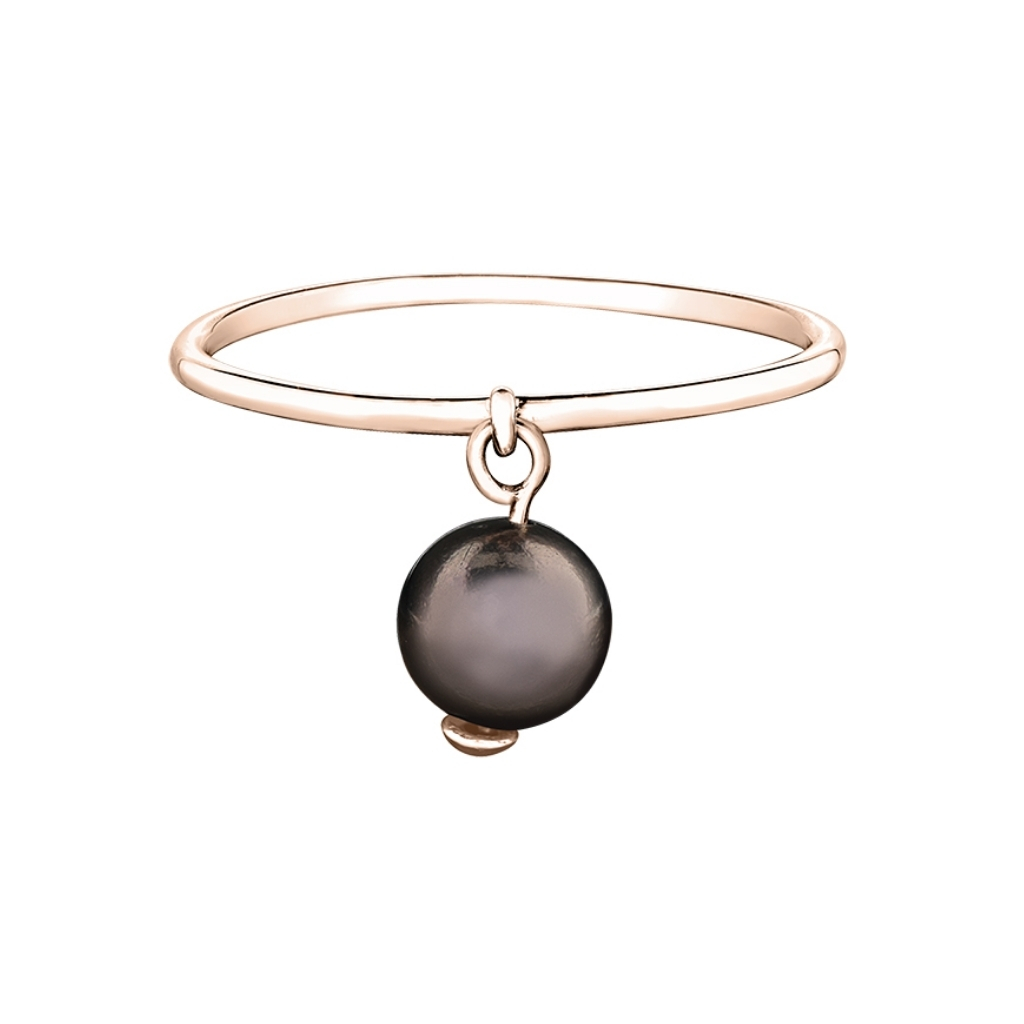 Bague or rose 10 K avec perle chocolat - 30094 - Corona