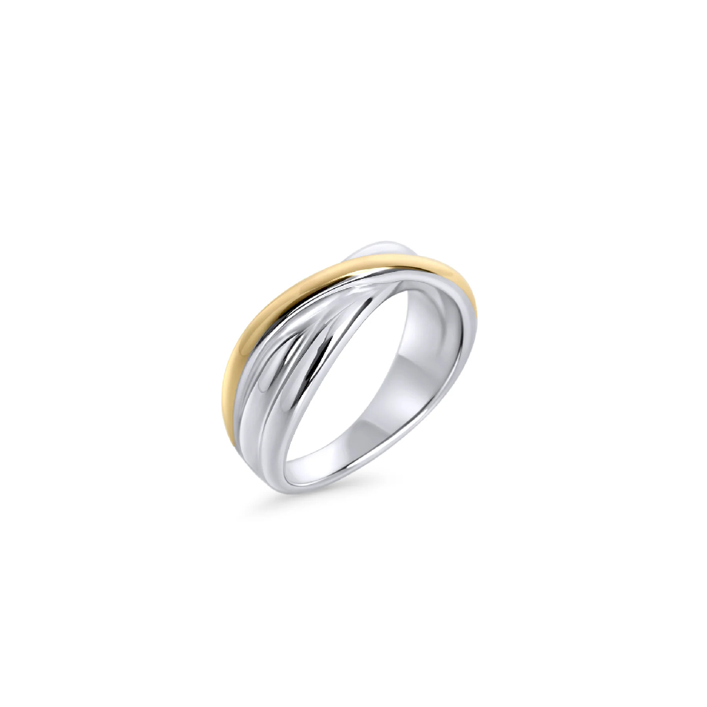 Bague Alma, acier inoxydable 2 tons (blanc et jaune)