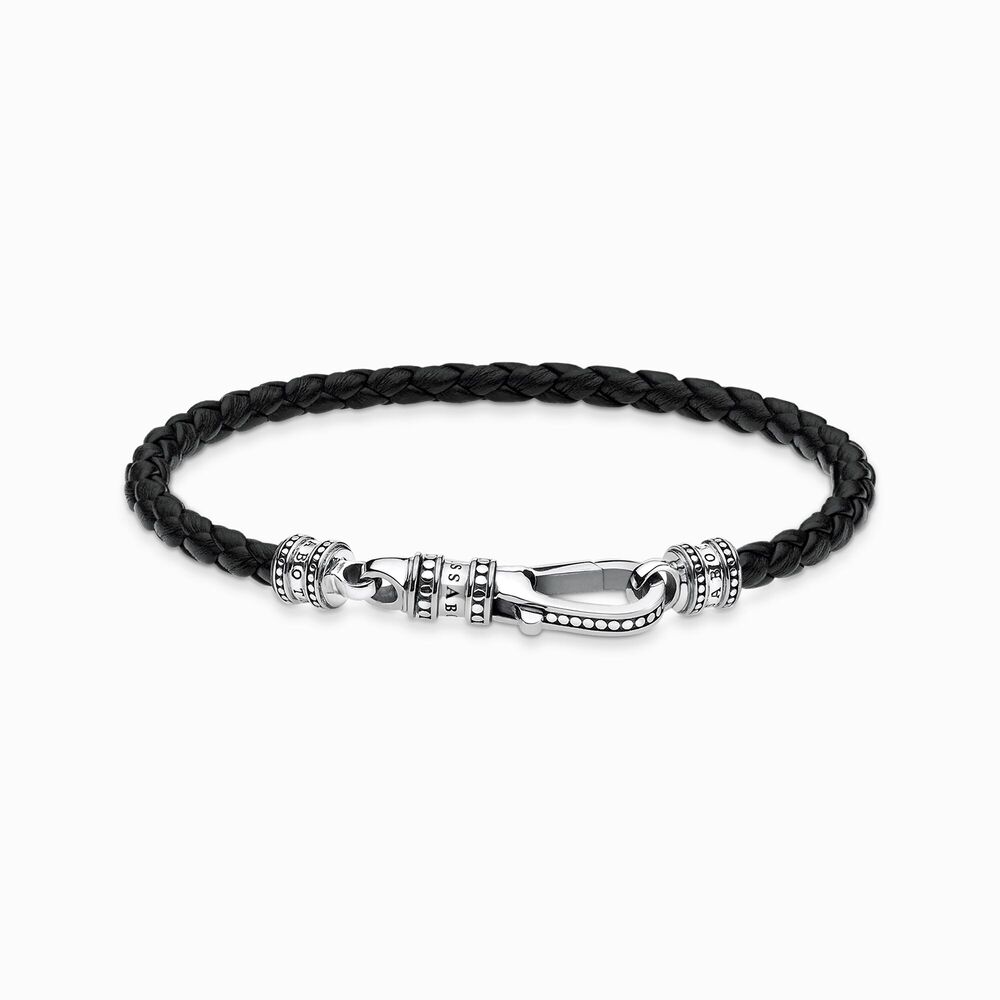 Bracelet cuir noir tressé, argent - A1931-682-11-L19 - Thomas Sabo Bracelet cuir noir tressé, argent - A1931-682-11-L19 - Thomas Sabo