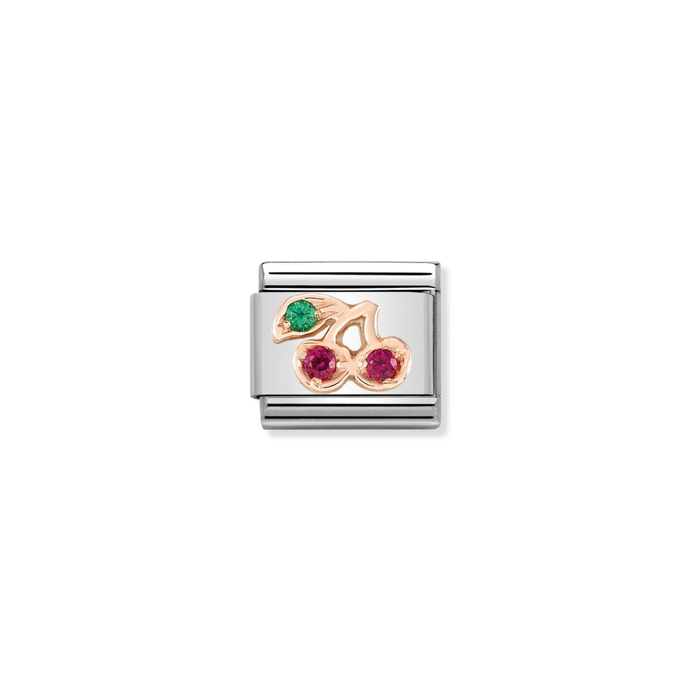 Maille classique cerises, acier inoxydable, or rose 9k - 43030517 - NOMINATION