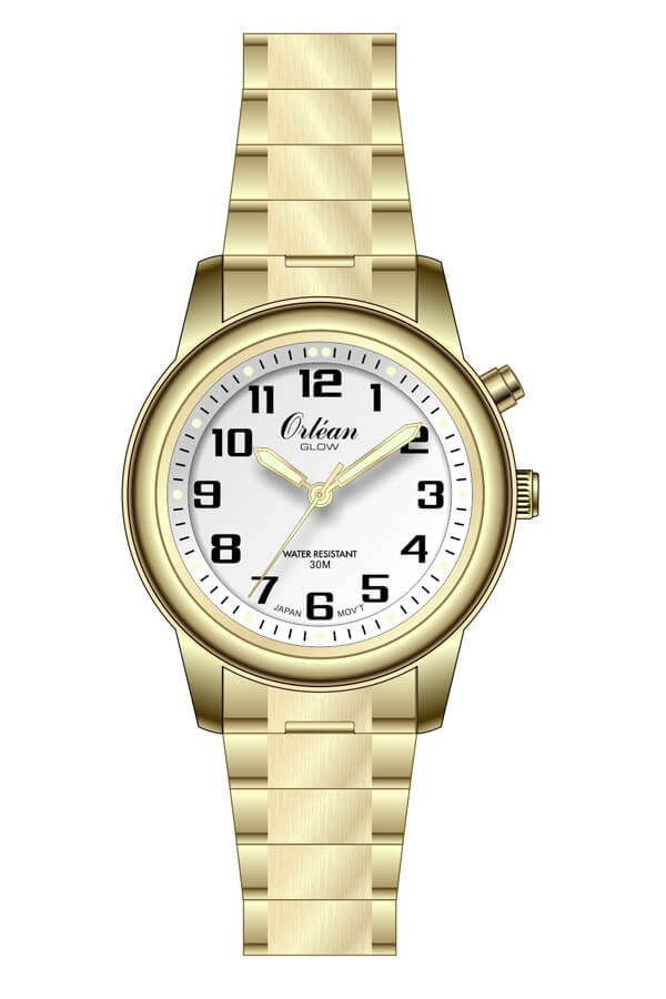 Montre extensible, acier inoxydable doré, fond blanc - ME3645 - Orlean