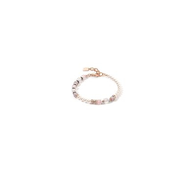 Bracelet acier inoxydable rosé, perles d'eau douce, verre, cristaux - 4354-30-1920 - Coeur De Lion