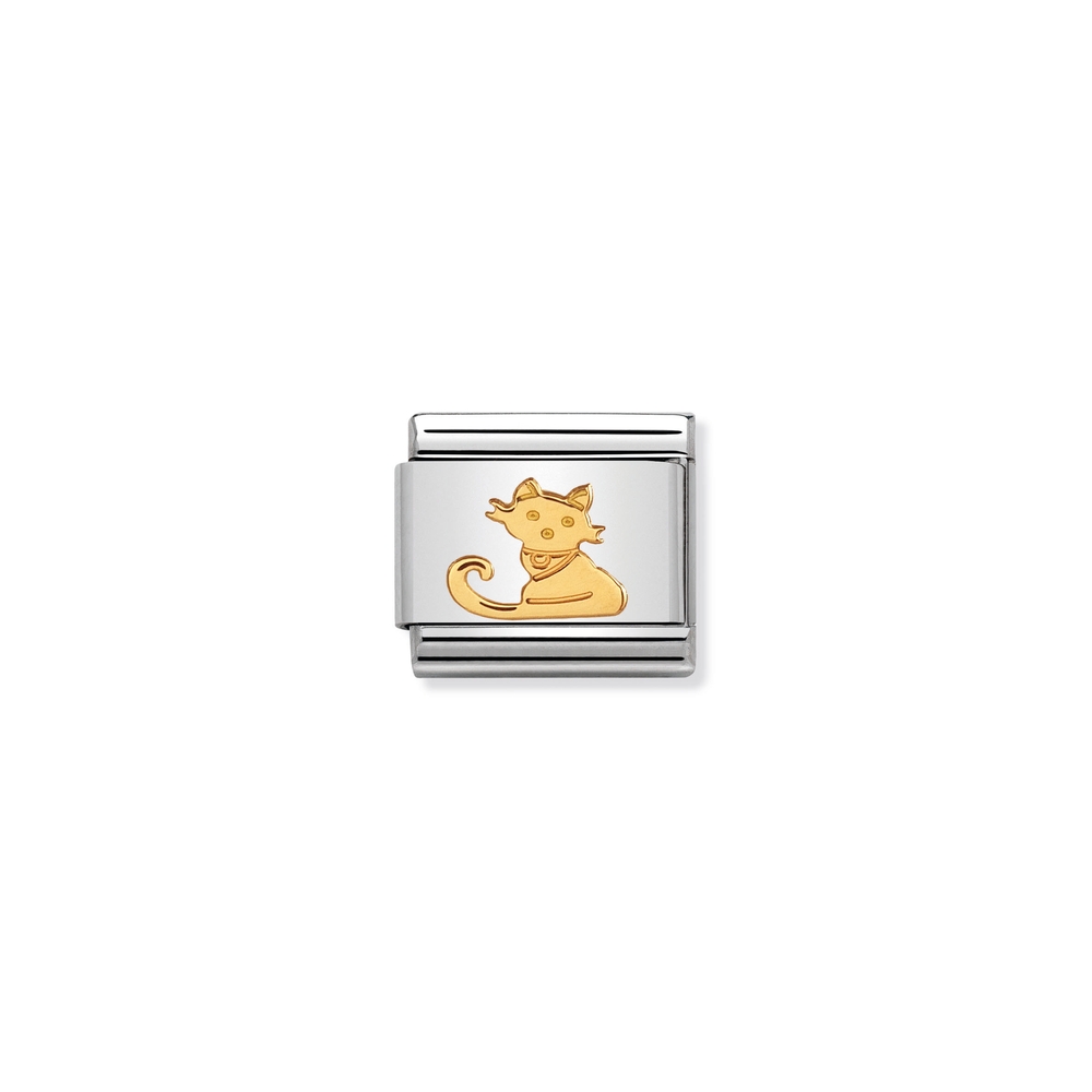 Maille classique chat, acier inoxydable, finition or jaune 18 carats - 03011232 - NOMINATION