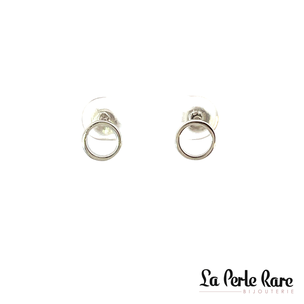 Boucles d'oreilles fixes rondes, or blanc 10 carats - EAS-5703-B - Exclusivités