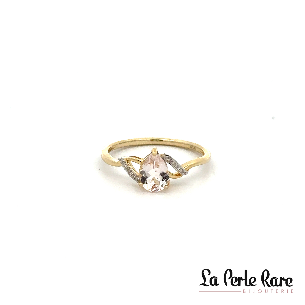 Bague or jaune 10 carats, morganite, diamants - LPR-2557 - Exclusivités