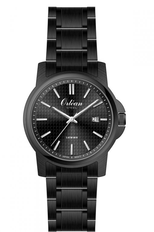 Montre acier inoxydable noir, fond noir - ME3672 - Orlean