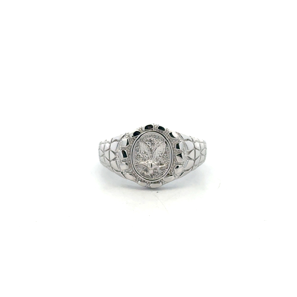 Bague chevalière aigle, argent rhodié