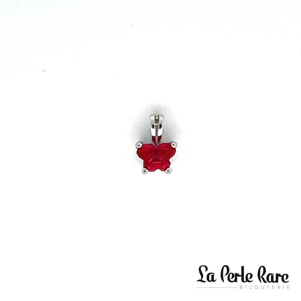 Pendentif argent, juillet, zircon rose foncé - BP-JL-S - B Fly