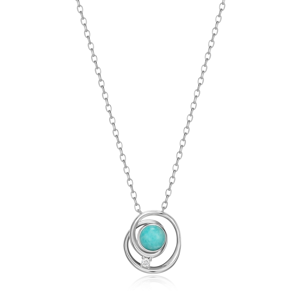 Collier argent rhodié, amazonite du Pérou, moissanite - R0LBW1GU46 - Elle