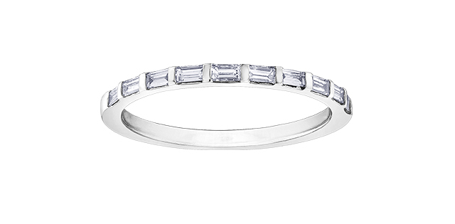 Jonc semi-éternité or blanc 14 carats, 25 points de diamants total - DX840WG-25 - Corona