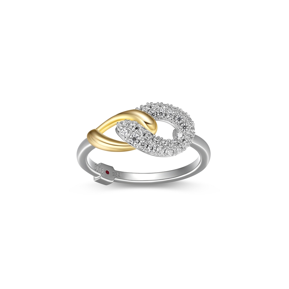 Bague argent 2 tons (blanc/jaune), zircons - R4LAFN97A8 - Elle