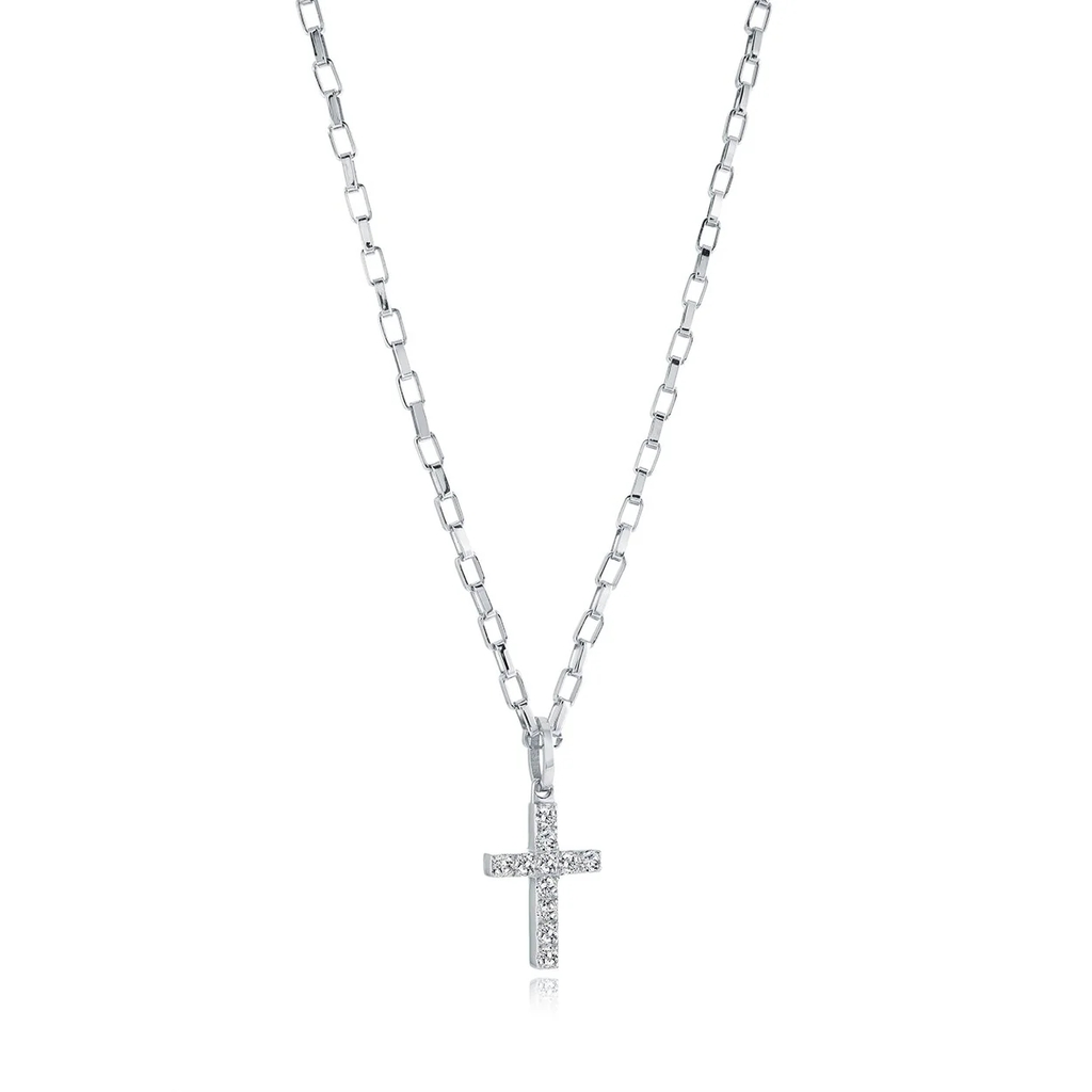 Pendentif croix, acier inoxydable, zircons incolores - SC228 - Italgem Steel