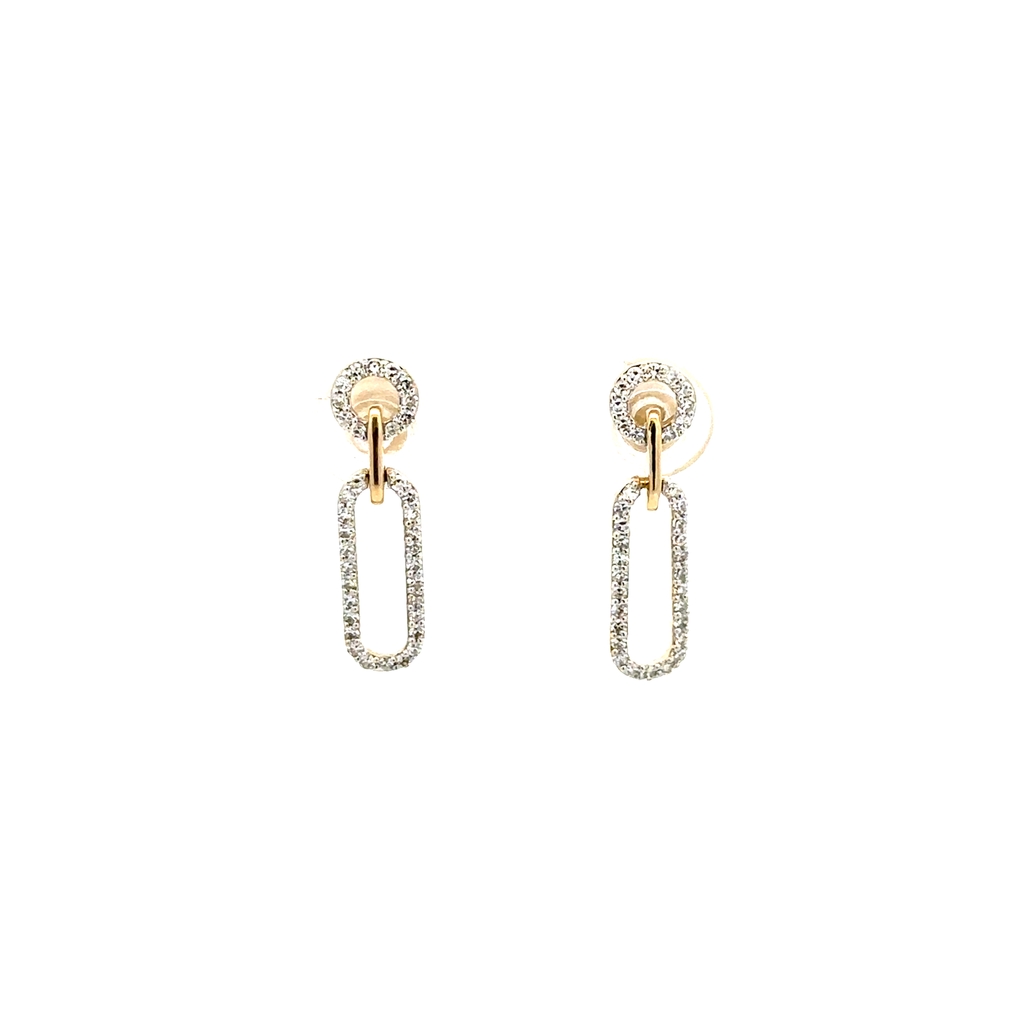 Boucles d'oreilles pendantes or jaune 10 carats, 33 points de diamant de laboratoire total, VS/EF, certificat - LGE46603-33 - Exclusivités