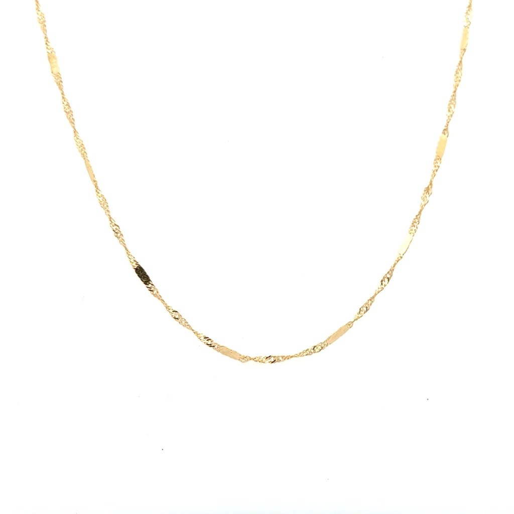 Chaîne singapour alterné, or jaune 10 carats