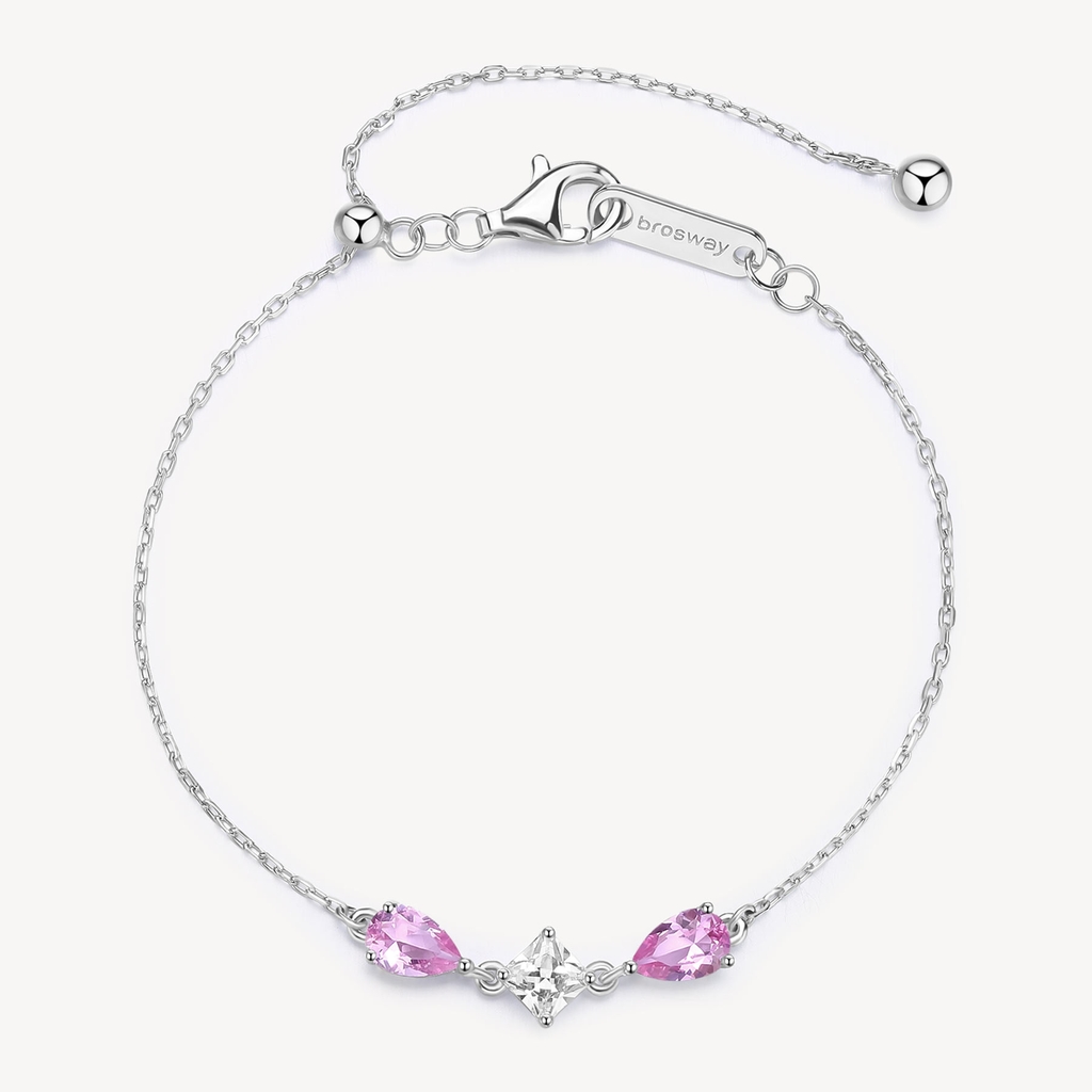 Bracelet argent finition rhodium, zircons roses et blanc - FVP113 - Brosway Italia