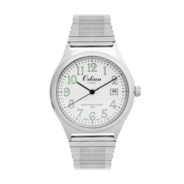 Montre extensible, acier inoxydable, fond blanc - ME3494 - Orlean