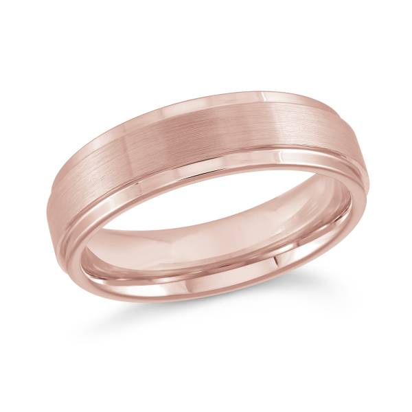 Jonc tungstène rosé, brossé et uni, 6 millimètres - TG-033 - Malo