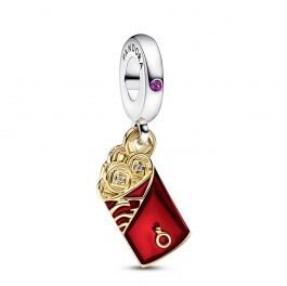 Bille enveloppe, émail rouge, rubis, zircon, argent, pandora shine. - 762470C01 - Pandora