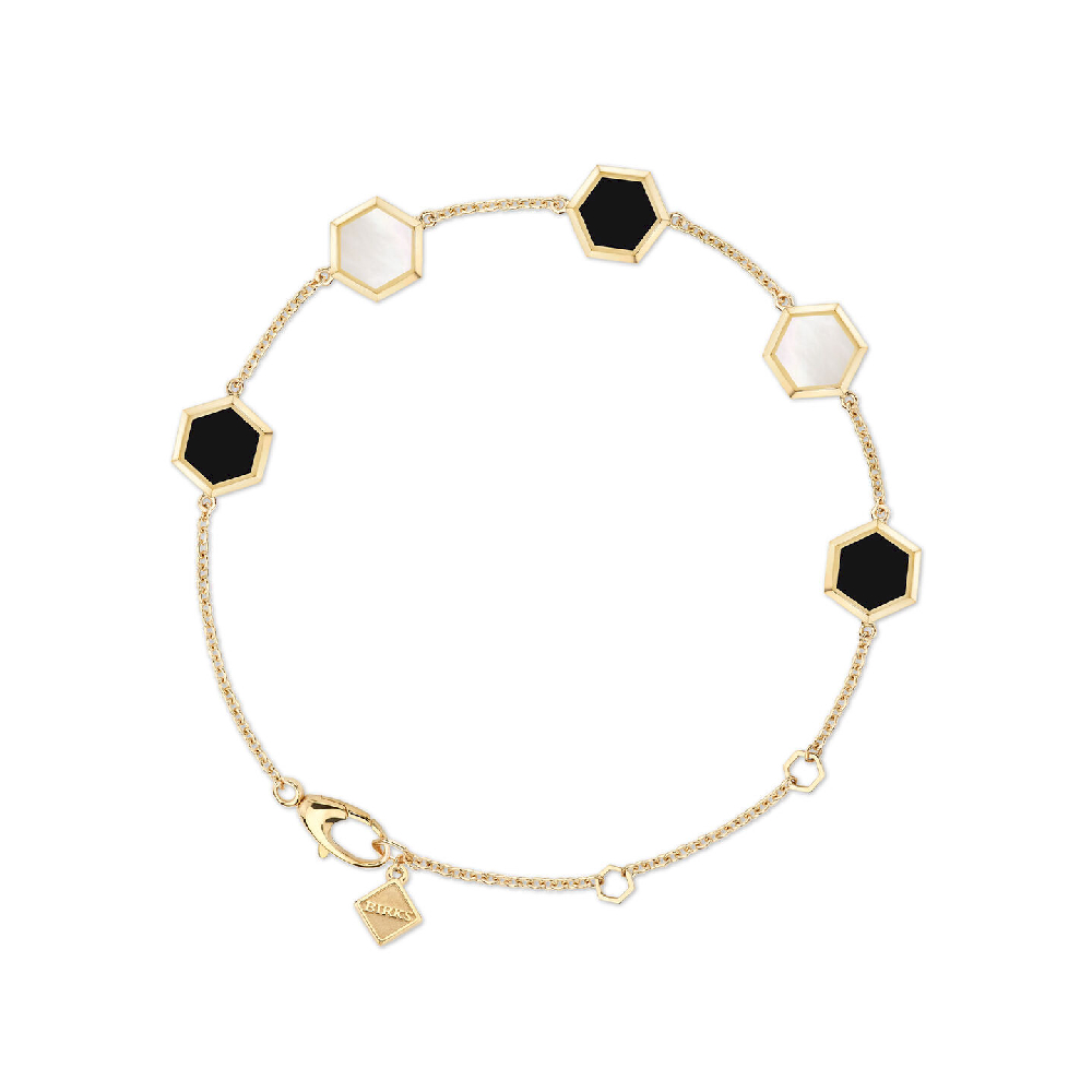 Bracelet Birks Bee Chic, or jaune 18 carats, nacre de perle, onyx - 450018615992 - Birks