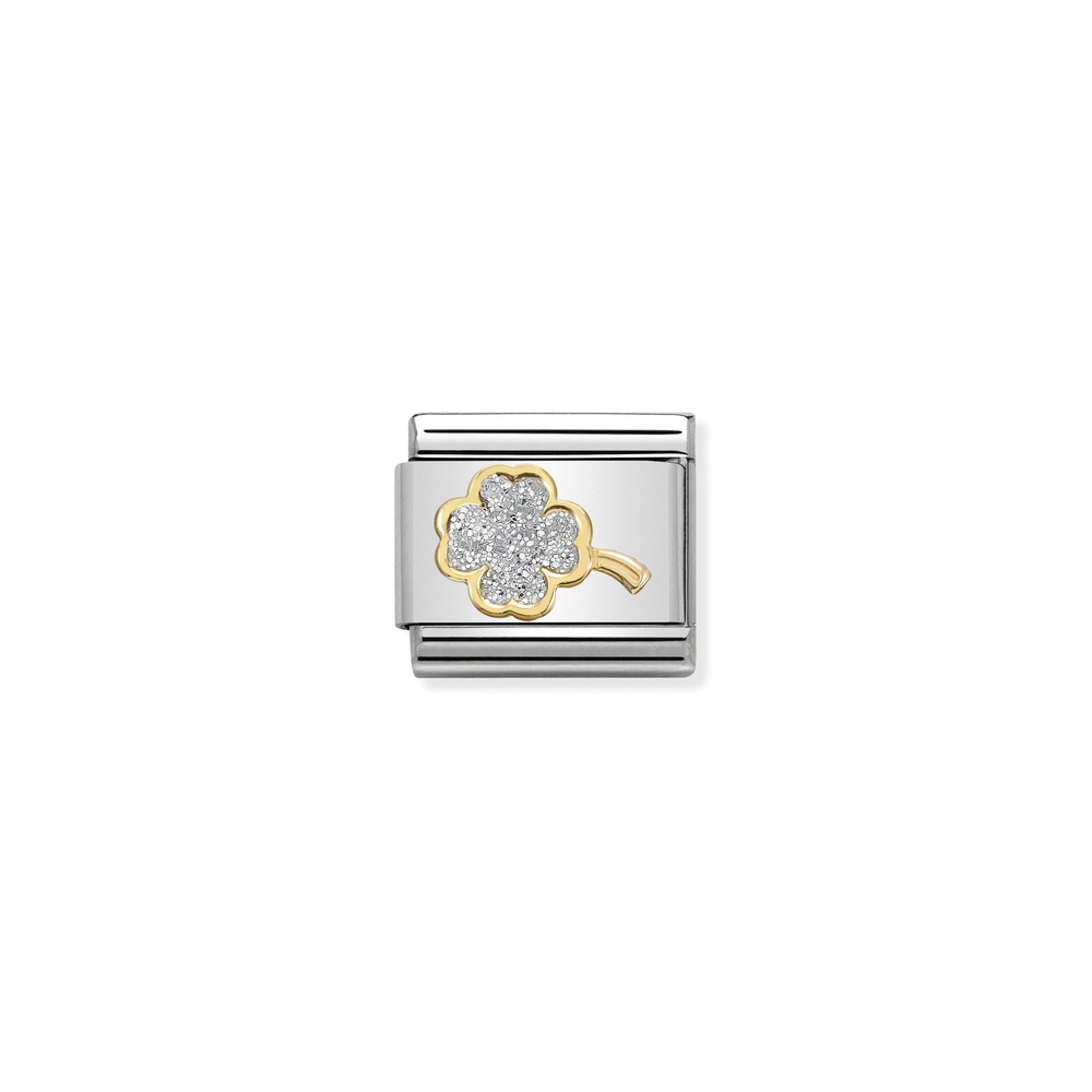 Maille classique trèfle à quatre feuilles, acier inoxydable, finition or jaune 18 carats - 03022003 - NOMINATION