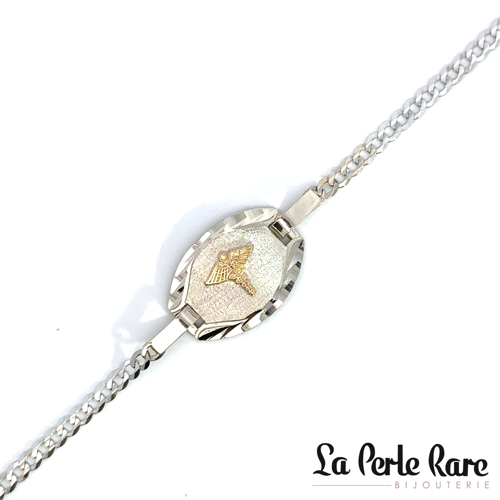 Bracelet médical, or 2 tons (blanc et jaune) 10 carats - LPR-2753 - Exclusivités