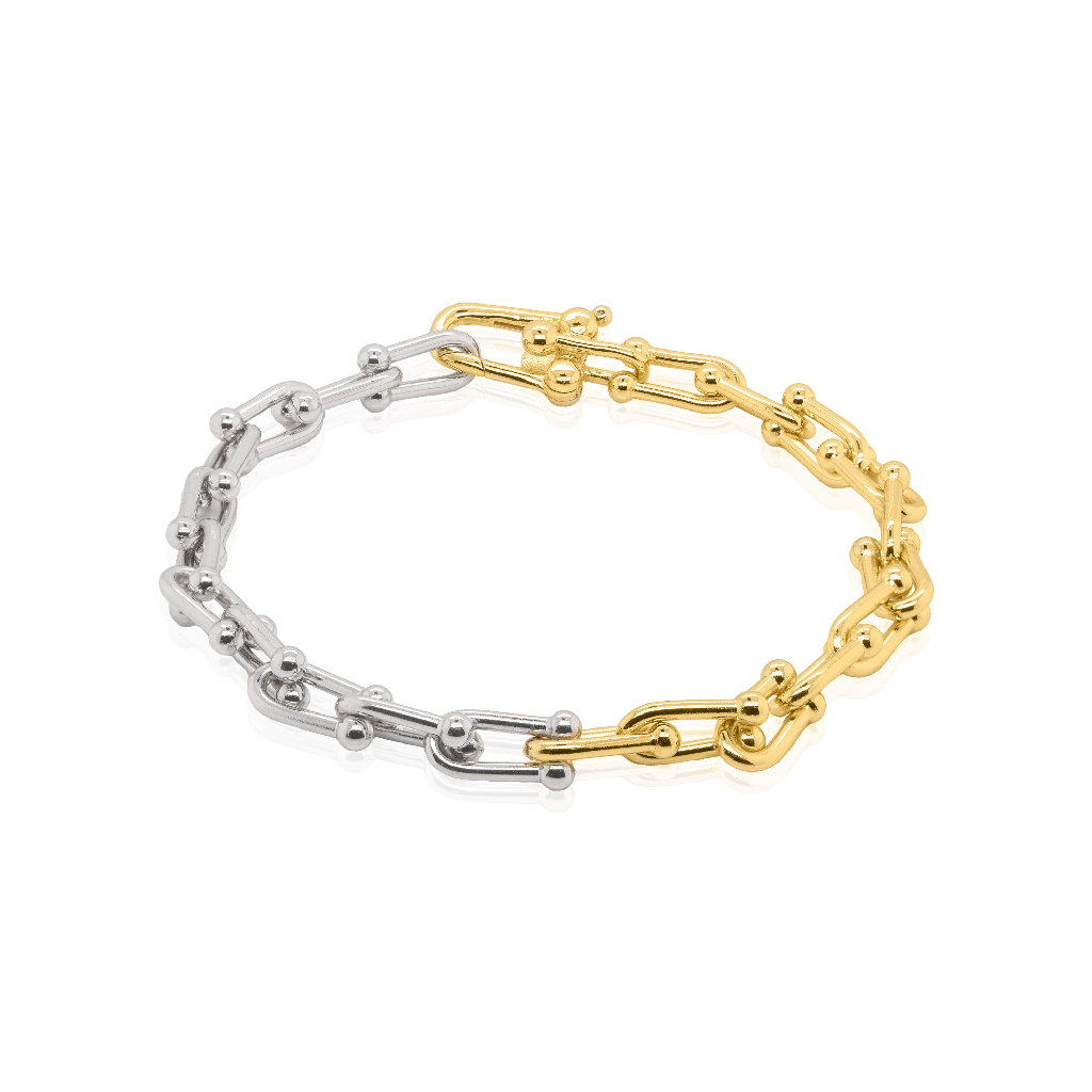Bracelet argent 2 tons (blanc et jaune) - BR-1423 - Exclusivités