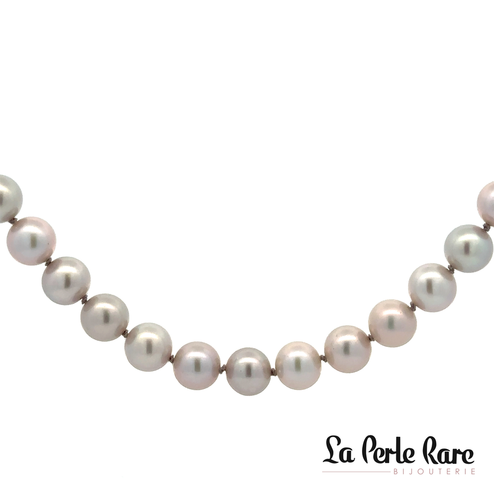 Collier fermoir or blanc perle gris - COL-PERL-14KT - Exclusivités